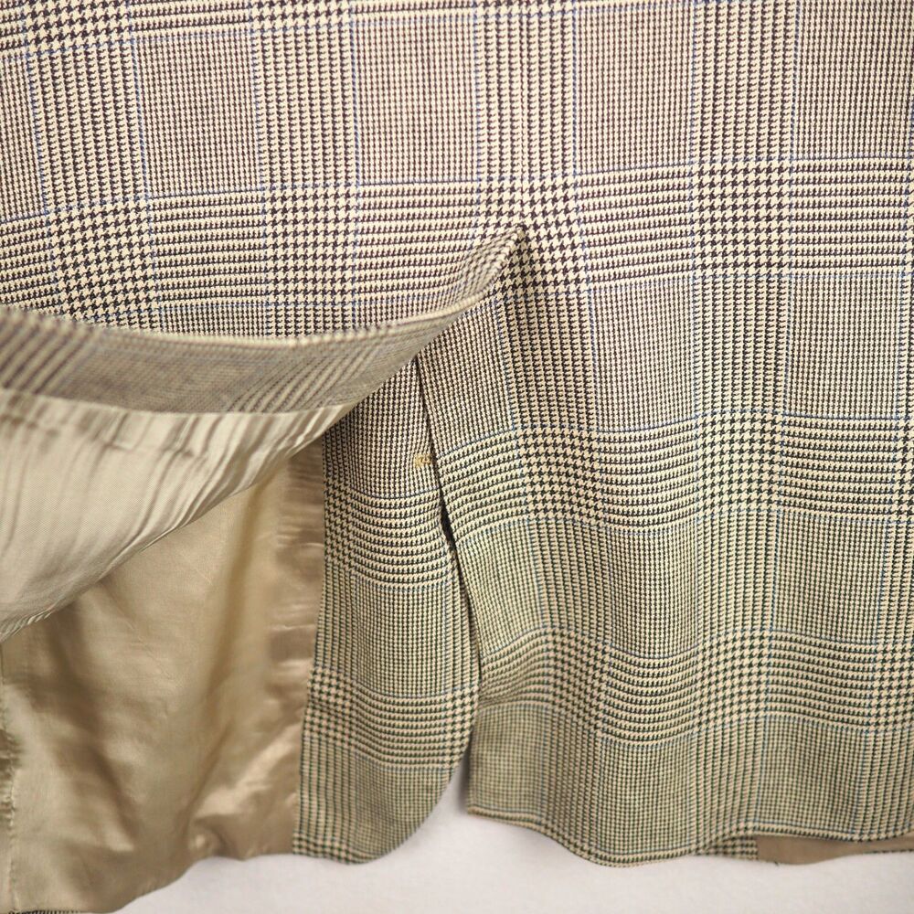 Ralph Lauren Polo University Club Tan Houndstooth Sport Coat Men 44R Silk Wool - Picture 8 of 13